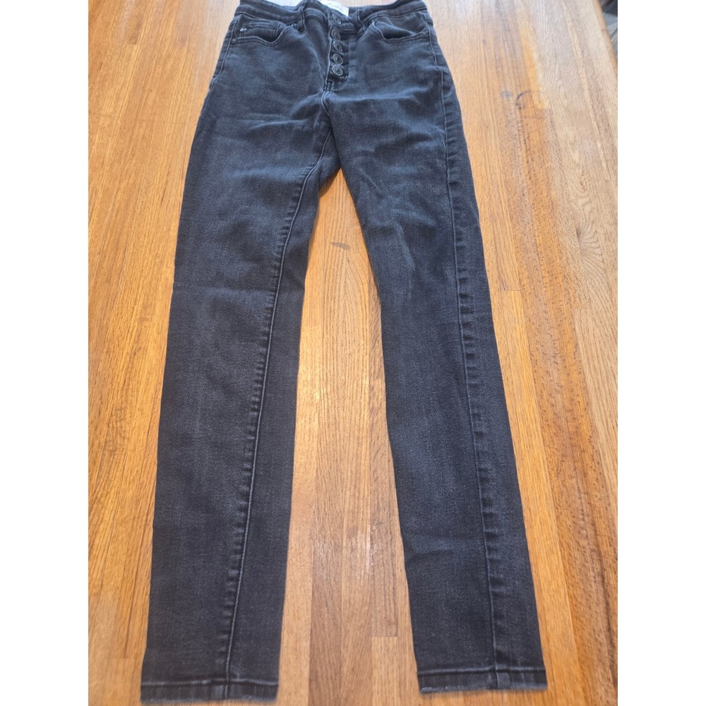 KanCan Women 5/26 Faded Black High‎ Rise 5 Button Fly Skinny Stretch Ankle Jeans